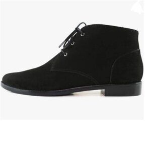 YDN Black Low Heel Pointy Toe Lace Up Chukka Ankle Boots Flats Winter Boot